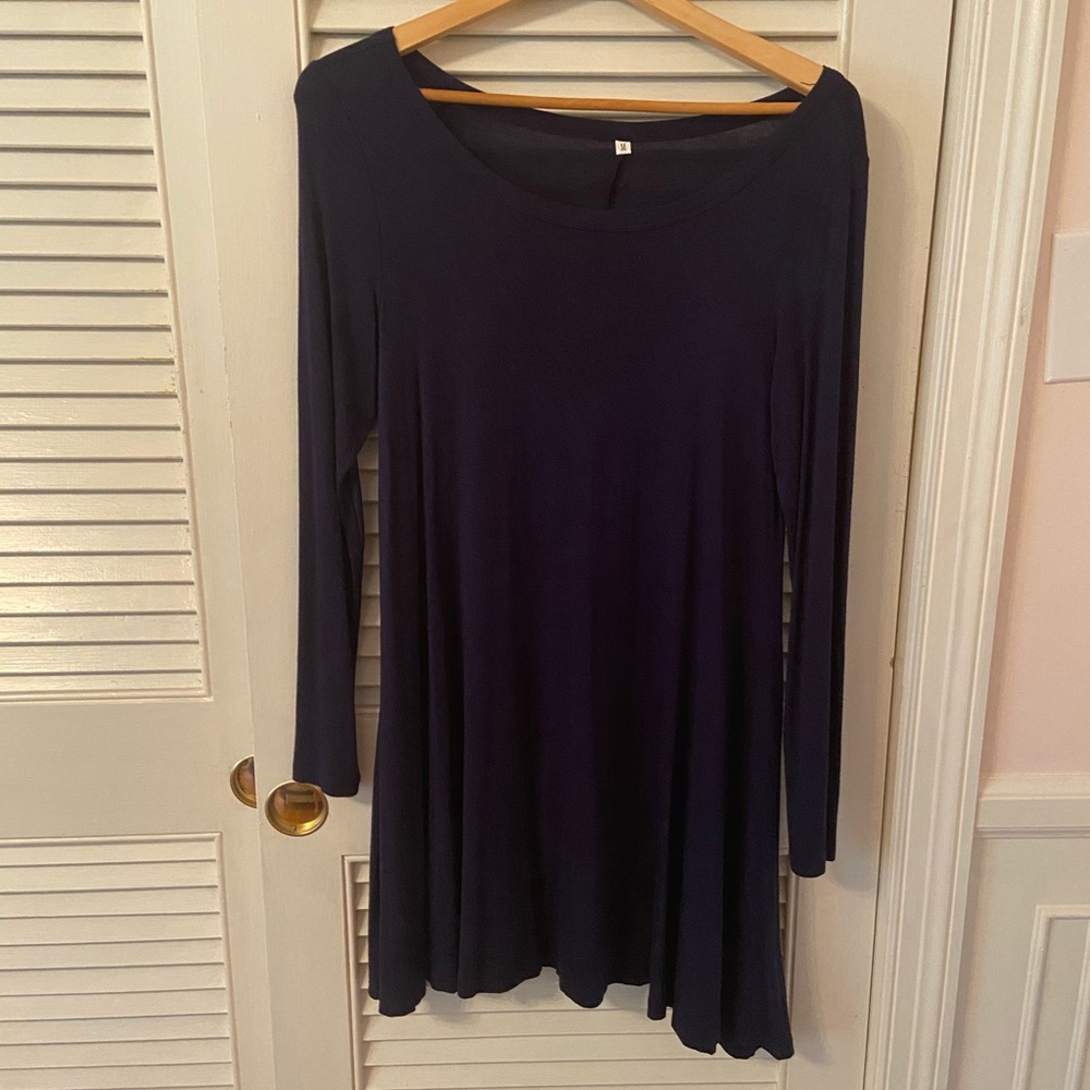 Long Sleeve Navy Blue Dress